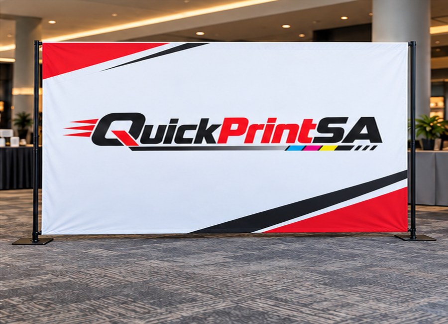 QuickPrintSA branded fabric banner wall